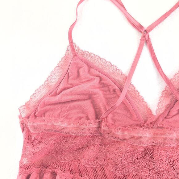 Victoria's Secret Babydoll Cami Shorts Lace Trimmed Nightie Set Women's XLCoral - Picture 8 of 8